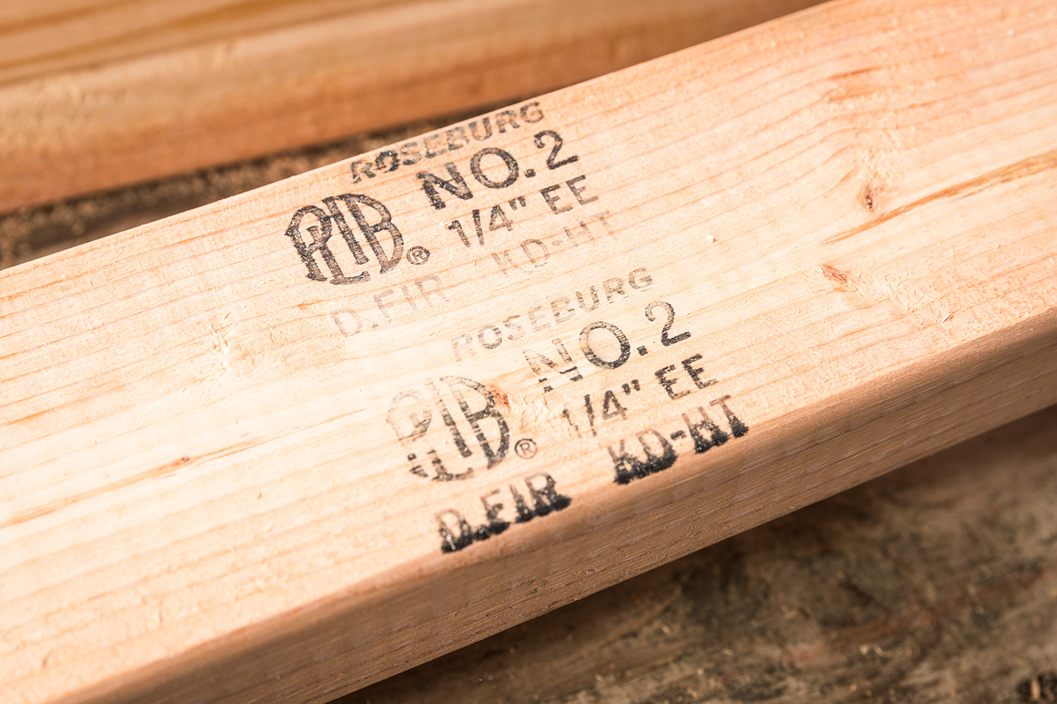 Lumber with a Roseburg No. 2 stamp